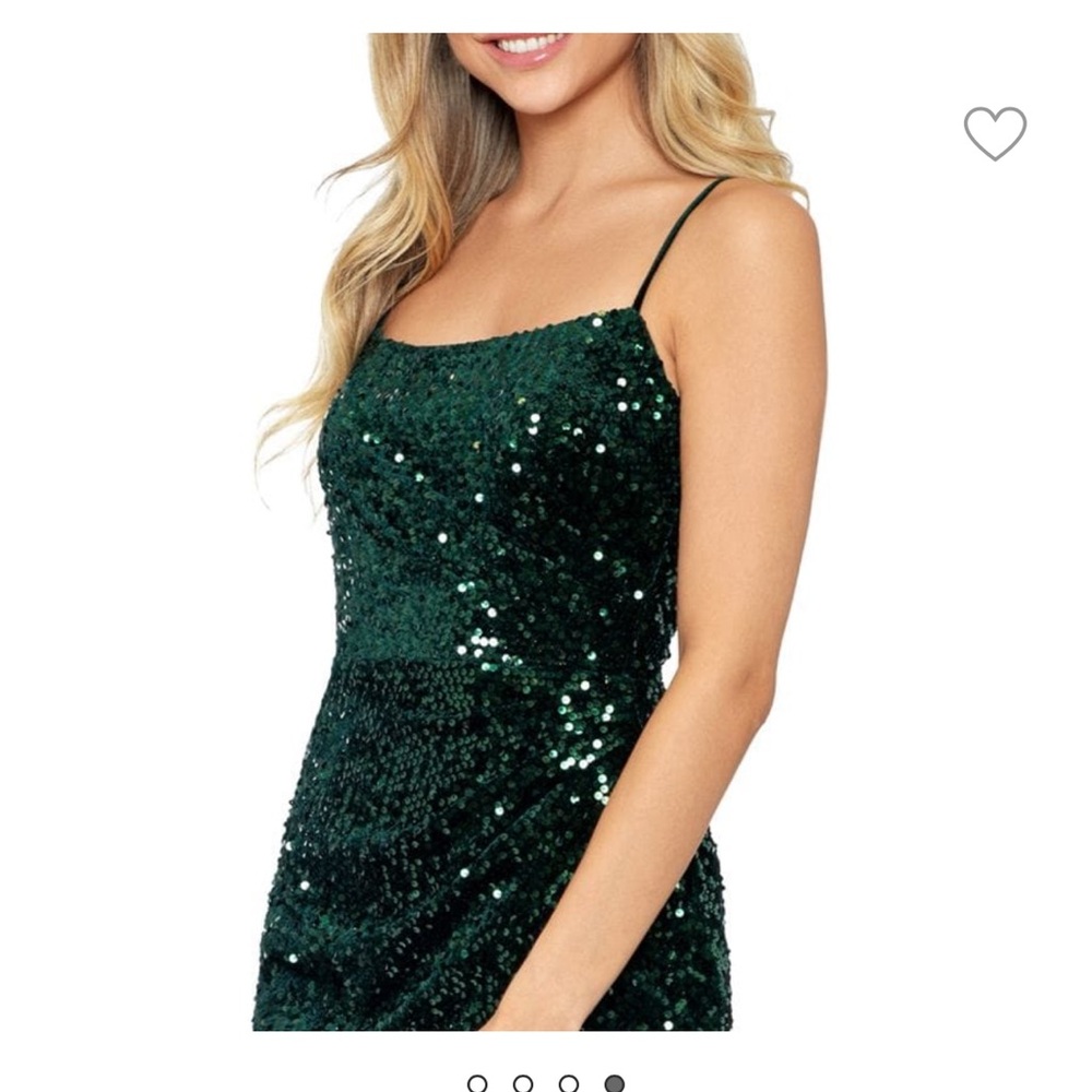 Betsy & Adam Dark Green Sequin Mini Dress - Picture 3 of 10
